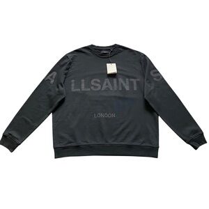 AllSaints Biggy Logo Sweatshirt Men’s XXL Black Oversized Crewneck Pullover